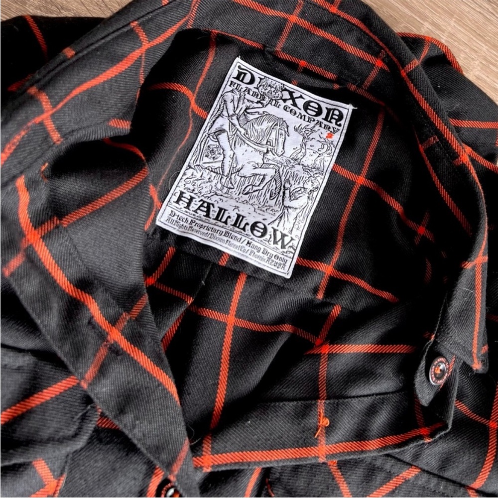 DIXXON Black Button-Down Shirt with Orange Windowpane